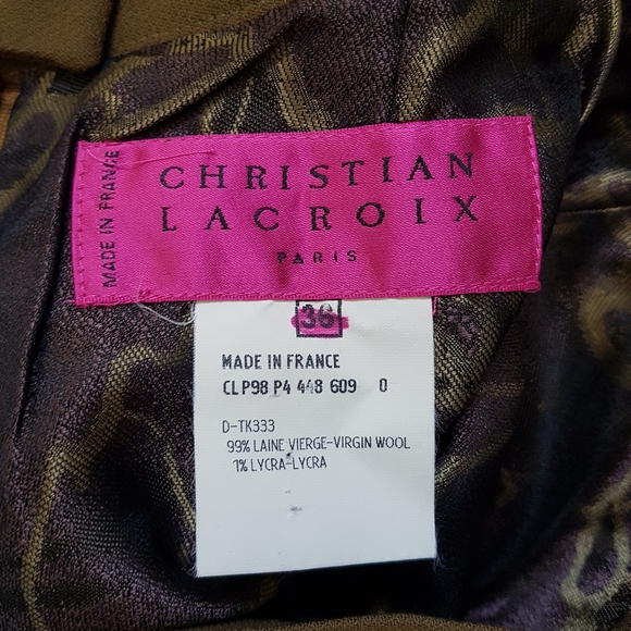 Christian Lacroix Olive Green Wool Pencil Skirt - Picture 3 of 6